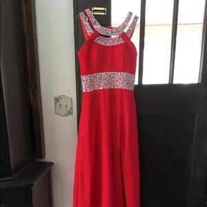 Long red prom dress size 4